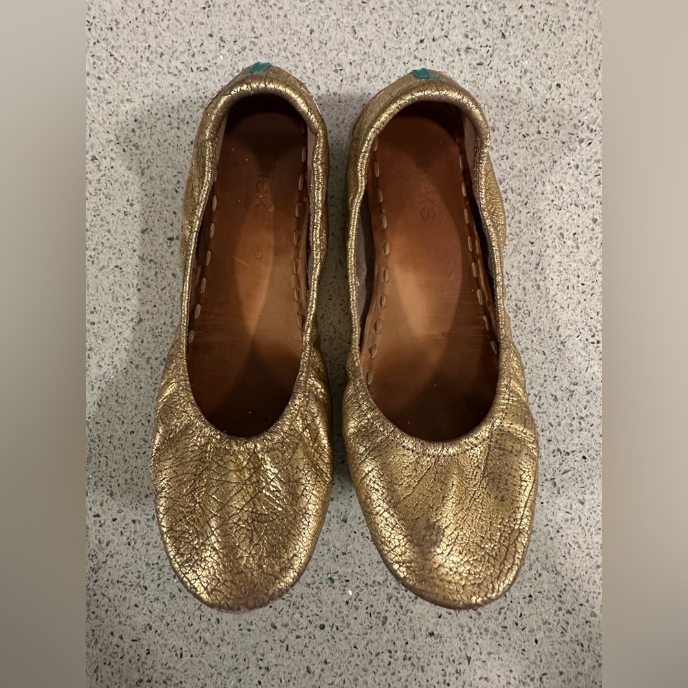 Tieks Golden Glitz Gold Leather Ballet Flats 8
